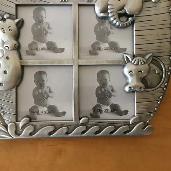 Vintage pewter children's photo frame holding four photos - Picture 8 of 9